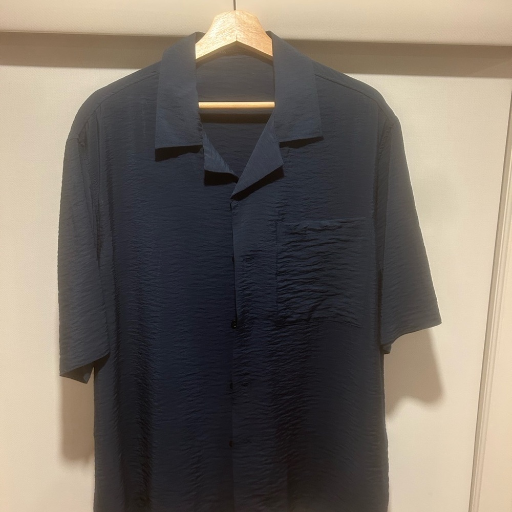 Men's Zara Short-Sleeve Navy Button-Up Shirt